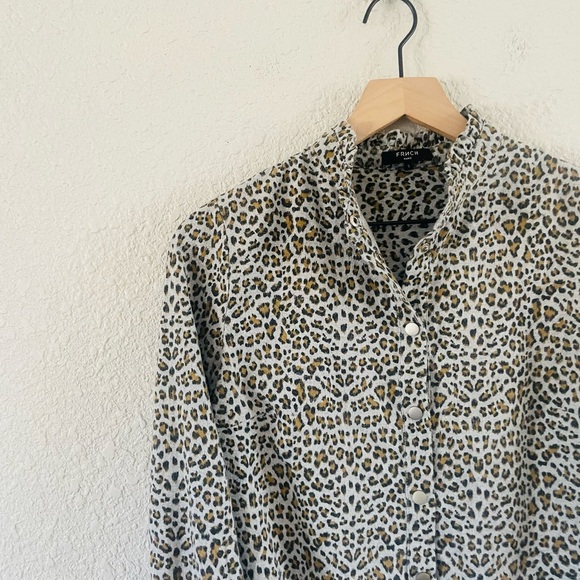 FRNCH Leopard Print Button-Up Blouse - Black and Brown - Picture 2 of 12